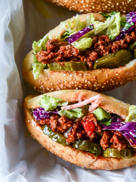 smoky sloppy joes with green chiles and greek yogurt slaw I howsweeteats.com Greek Yogurt Slaw, Green Chiles, Sloppy Joe, Sloppy Joes, Green Chile, Wrap Sandwiches, Sweet Onion, How Sweet Eats, Other Recipes