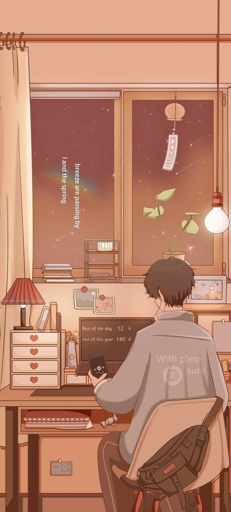 Kawaii Study Wallpaper, Aesthetic Anime Study Wallpaper, Studying Iphone Wallpaper, Study Anime Wallpaper, Lofi Aesthetic Wallpaper Study, Anime Studying Wallpaper, Anime Study Wallpaper, Anime Study Aesthetic, Study Wallpaper Aesthetic