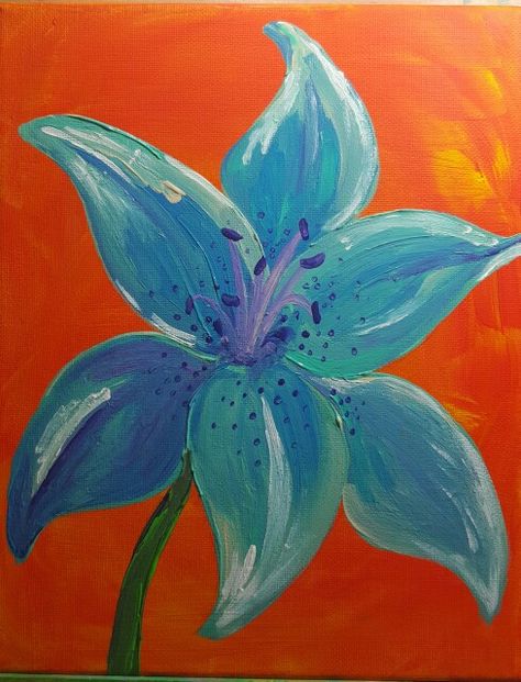 Blue Lily Painting, Blue Lilies, Lilies Drawing, Class Inspiration, Lily Painting, Easter Lily, Blue Lily, Oil Pastel Paintings, Pastel Paintings