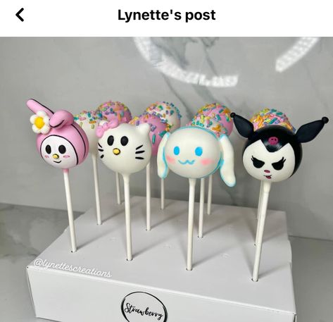 Kuromi Cake, Pop Ideas, Cake Pop, Sanrio Characters, Cute Food, Cake Pops, Brownies, Hello Kitty, Kitty