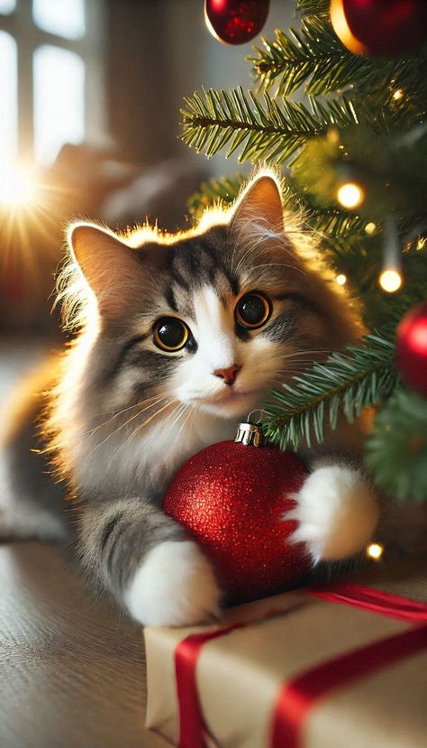 Vmas✨️cat  #kitty  #wallpaper #aesthetic #ioswallpapers #ios14homescreen #cat #catlover #xmas #xmastree #christmas #tree #xmaswallpaper #decor #cats #gifts #red #greentree Cute Christmas Cats, Kitty Wallpaper Aesthetic, Xmas Wallpaper, New Year Wallpaper, Ios Wallpapers, Kitty Wallpaper, Green Trees, Christmas Cats, Cute Christmas