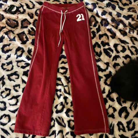 Dark red 21 low rise track pants super cute. Reminds... - Depop Low Rise Track Pants, Y2k Tracksuit, Dark Red, Track Pants, Low Rise, Sweatpants, Super Cute, Track, Pants