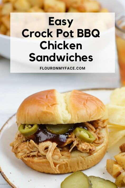 Easy Crock Pot Pulled Chicken Recipe Sweet Baby Rays Crockpot Chicken, Crockpot Pulled Chicken, Sweet Baby Rays, Crockpot Bbq Chicken, Bbq Pulled Chicken Sandwiches, Hot Sandwiches, Barbecue Chicken Recipe, Bbq Chicken Sandwich, Slow Cooker Bbq Chicken