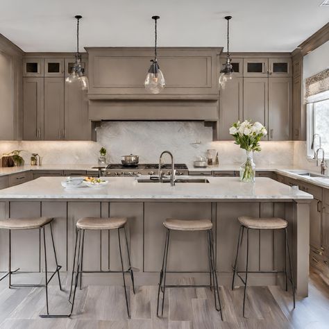 Taupe Kitchen Cabinets - Interior Urban Kitchen Cabinets With Dark Granite, Kitchen With Dark Granite Countertops, Compact Kitchen Unit, Taupe Cabinets, Styling Your Kitchen, Taupe Kitchen Cabinets, Modern Kitchen Room, Dark Granite Countertops, Kitchen Cabinet Interior