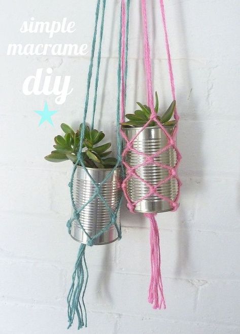 Simple Macrame Diy | Hometalk Tin Can Planters, Can Planters, Homemade Fabric Softener, Hantverk Diy, Simple Macrame, Macrame Hanging Planter, Makramee Diy, Diy Macrame Plant Hanger, Support Plante