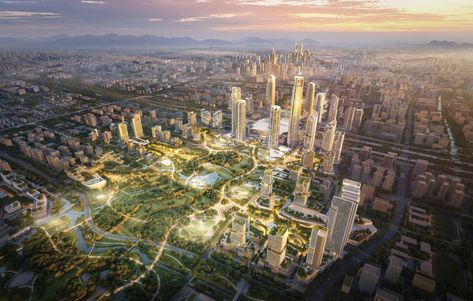 SOM and GAD Win International Competition to Design Hangzhou’s New Technology Business District in China Passive Design, Custom Home Plans, Central Business District, Health Design, Business District, Historic Preservation, China Art, Design Research, Environment Design