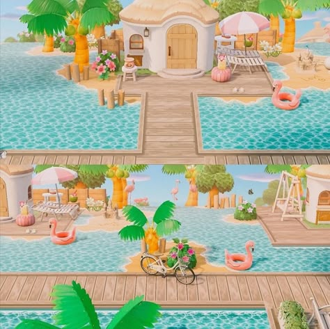 Tropical Beach Resorts, Fairy Garden Animals, City Island, Island Theme, Qr Codes Animal Crossing, Palm Spring, Tropical Animals, Tropical Resort, New Animal Crossing