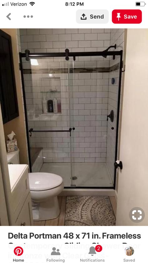 Unique Shower Doors, Makeover Kamar Mandi, Full Bathroom Remodel, Master Shower, Diy Bathroom Remodel, Bathroom Remodel Designs, Bathroom Remodel Shower, Sliding Shower Door, Basement Bathroom