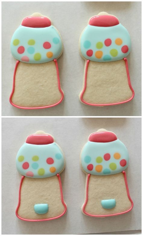 Gumball Machine Cookies 4 Gumball Machine Cookies, Gumball Machine Cricut, Ornament Gumball Machine, Kawaii Gumball Machine, Pink Gumball Machine, Nurse Cookies, Flood Icing, Bubble Gum Machine, Piping Icing