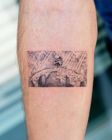 Laputa Castle In The Sky Tattoo, Laputa Tattoo, Castle In The Sky Tattoo, South Korean Tattoo, Overwatch Tattoo, Laputa Castle In The Sky, Lucky Cat Tattoo, Sky Tattoo, Korean Tattoo