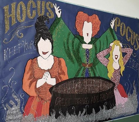 Hocus Pocus Bulletin Board, Bulletin Boards Interactive, Fall Church Bulletin Boards, October Bulletin Board, Hallway Bulletin Boards, December Bulletin Boards, October Bulletin Boards, Halloween Classroom Door, November Bulletin Boards