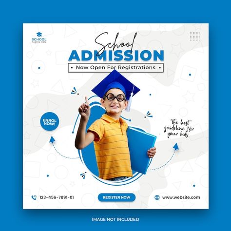 School Admissions Banner, College Social Media Design, College Poster Design Ideas, Academy Social Media Design, School Admission Banner, School Social Media Post Ideas, Educational Post Design, School Social Media Post Design, Educational Social Media Design