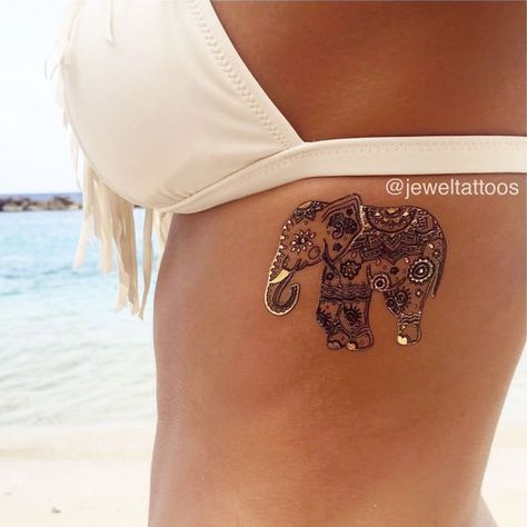 Instagram: @ kibluebaby Elephant Tattoo Meaning, Tattoo Elephant, Elephant Tattoo Design, Metal Tattoo, Design Mandala, Elephant Tattoo, Arrow Tattoos, Elephant Tattoos, Jewelry Tattoo