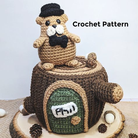 Popcorn Stitch, Crochet Pattern Amigurumi, Crochet Simple, Groundhog Day, Crochet Round, Half Double Crochet, Tapestry Needle, Crochet Patterns Amigurumi, Chain Stitch