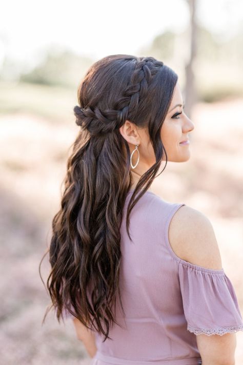 Half up half down, braid, bridal hairstyle, wedding hair, bridesmaid hair, romantic hair @Beauty4AshesDesign Bridesmaid Hair Braid, Bridesmaid Hair Inspo, Bridal Hair Half Up, Bridemaids Hairstyles, Half Up Wedding Hair, Wedding Hair Half, Bridesmaid Hair Long, Bridesmaid Hairstyles Half Up Half Down, Short Homecoming Hair