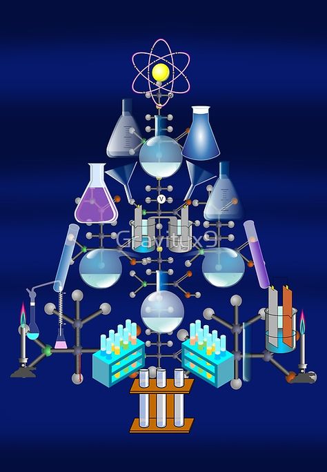 Oh Chemistry, Oh Chemist Tree by #Gravityx9 Designs - Christmas tree shape using chemistry vials, icons, and science designs…Christmas fun for science class! Scientific / Laboratory Fun! A Chemist’s Christmas Tree dream, filled with lots of laboratory goodies! Science tubes, beakers, science vials, symbols and more! Christmas Laboratory, Christmas Chemistry, Chemistry Christmas, Tree Christmas Cards, Christmas Card Gift, Card Gift Ideas, Card Ideas Christmas, Christmas Tree Shape, Christmas Science