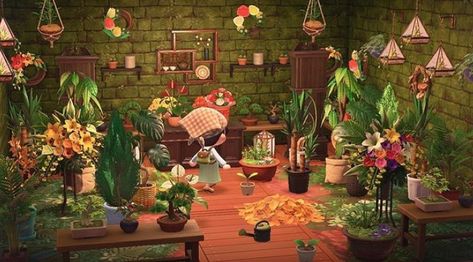 Acnh Green House Designs, Acnh Plant Room Ideas, Acnh Greenhouse Room, Acnh Green Room, Animal Crossing Greenhouse Room, Animal Crossing Plant Room, Animal Crossing Greenhouse Ideas, Acnh Small Room Ideas, Greenhouse Treehouse