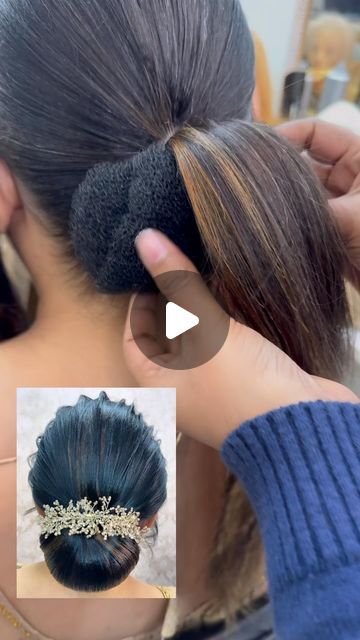 Hairstyle In Bun, Hair Bun Using Clip, Back Hair Bun Styles, Filipiniana Hairstyle Bun Tutorials, Easy Bun Hairstyles Tutorials, Messi Bun Hairstyle On Saree, Karwachauth Hairstyle Bun, Hair Bun Maker Tutorial, Easy Hairstyle Bun