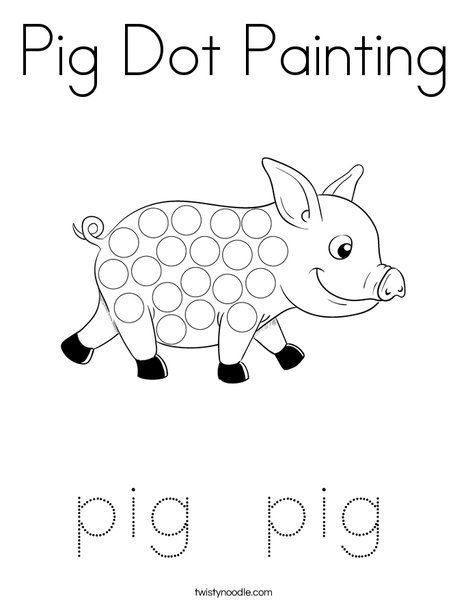 Pig Dot Painting Coloring Page - Twisty Noodle Farm Animal Dot Activity Printables, Pig Worksheets Preschool, Pig Activities For Toddlers, Animal Dot Painting, Pig Preschool, Trees Preschool, Charlottes Web Activities, Cute Powerpoint Templates, Farm Animals Activities