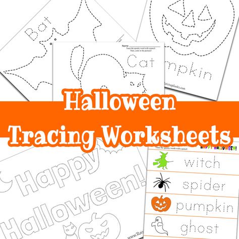 Halloween Tracing Worksheets - Raising Hooks Halloween Tracing Worksheets, Halloween Tracing, Spooky Words, Fall Worksheets, Tracing Worksheets Free, Free Printable Numbers, Letter Tracing Worksheets, Free Preschool Worksheets, Printable Alphabet Letters