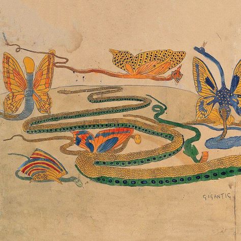 American Folk Art Museum on Instagram: “Swipe left to reveal the dragon! To create his visually compelling works, Henry Darger borrowed from popular-media sources to overcome his…” Folk Art Butterfly, Henry Darger, Butterfly Museum, Arts Ed, American Folk Art, 2d Animation, Outsider Art, Drawing Skills, World Art