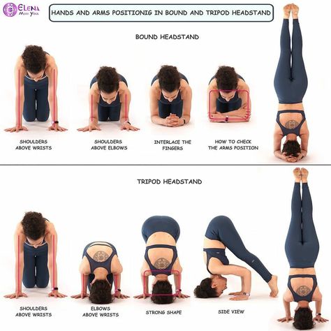 Yoga Tripod Headstand, Headstand Prep Poses, Headstand Yoga Beginner, Tripod Headstand, Yoga Sun Salutation, Posture Yoga, Yoga Headstand, Calisthenics Workout For Beginners, Female Fitness Models