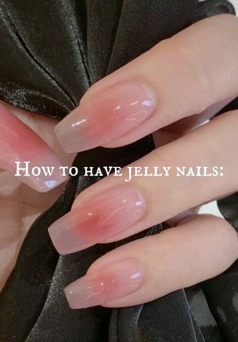 Jelly Nails Tut, Korean Manicure Aesthetic, Paznokcie Hello Kitty, Phone Essentials, Asian Nails, Colorful Nails, Nails Aesthetic, Blush Nails, Pretty Gel Nails