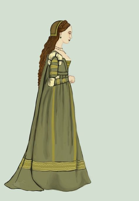 Venetian Dress, 1400s Fashion, Tudor Gown, Italian Dresses, Fashion Timeline, Medieval Woman, Italy Venice, Italian Dress, Medieval Costume