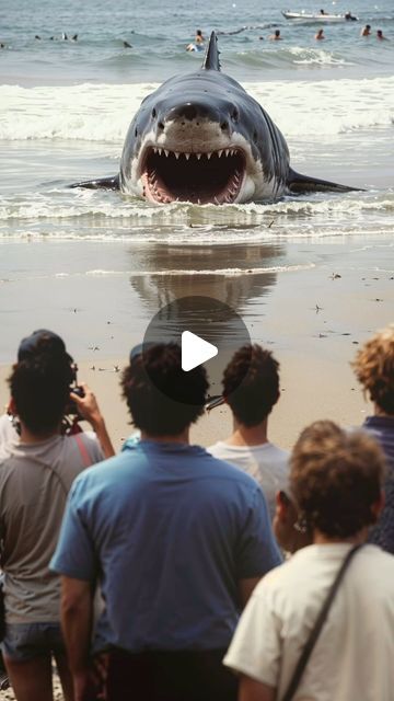 Digital Creative on Instagram: "Stranded mega sharks 🦈 🐋   In the murky depths of our oceans, stranded mega sharks defied extinction, their ancient forms haunting the uncharted abyss. These colossal leviathans, remnants of a bygone era, surfaced in unexpected corners of the globe, leaving humanity awestruck and trembling. 🌊 The Abyssal Sentinel 🌊 Location: Mariana Trench Deep within the Mariana Trench, where pressure crushed submarines like tin cans, a megalodon stirred. Its eyes, once fierce and predatory, now held a melancholic wisdom. The creature had witnessed epochs pass, continents shift, and civilizations rise and fall. As researchers descended in their submersibles, they glimpsed the ghostly silhouette—a relic from a time when the Earth’s seas teemed with primordial life.  This People Swimming With Sharks, Megladon Shark Pictures, Animal Predators, Pictures Of Sea Creatures, Shark Mouth Open, Shark Monster, Marine Life Photography, Shark Underwater, Mega Shark