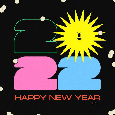 Happy New Year Graphic Design, New Year Graphic Design, New Year Poster Design, Type Graphic Design, 2022 Happy New Year, Advertising Awards, Online Web Design, New Year Illustration, Social Media Branding Design