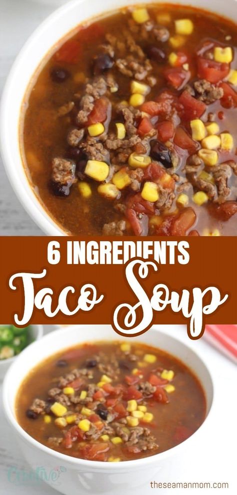 Warm up your weeknight with this easy and delicious taco soup featuring savory ground beef. Perfect for those busy evenings, this hearty dish combines all your favorite taco flavors into a comforting bowl of goodness. With minimal prep and cook time, it's a go-to recipe for a satisfying meal that the whole family will love. Enjoy the rich blend of spices, beans, and veggies that make this soup a standout choice for a quick dinner. Taco Soup With Ground Beef, Soup Toppings, Easy Dinner Ground Beef, Taco Soup Recipe Easy, Easy Taco Soup, Puppy Chow Recipes, Soup With Ground Beef, Taco Soup Recipe, Hot Spices