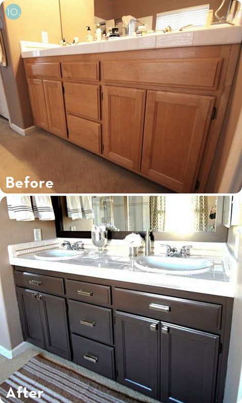 DIY Bathroom Mirror Makeover | ... Top Ten Bathroom Makeovers of 2011! » Curbly | DIY Design Community Bathroom Mirror Makeover, Bathroom Mirrors Diy, Diy Home Decor For Apartments, Diy Home Improvements On A Budget, Mirror Makeover, Bad Inspiration, Kitchen Cupboard, Hus Inspiration, Bathroom Redo