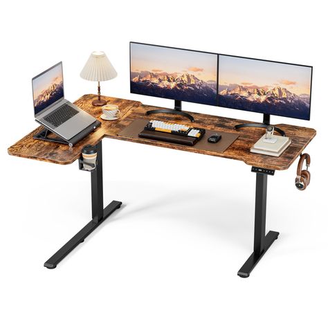 PRICES MAY VARY. 【Reversible L-Shaped Corner Design】Our sit stand desk offer reversiable 59" x 40" adjustable desktop that can be used both left-handed and right-handed and eassly support more than 2 monitors for daily use 【Game-Changer For WFH】:Acrolix's standing desk a Game-Changer for your health and productivity during WFH,Three preset memory height function provides better experience, high quality products can load up to 176lbs 【Electric Height Adjustabloe Desk】：The stand up desk can be adj Corner Sit Stand Desk, Male Home Office, Home Office Standing Desk, Standing Desk Adjustable, Gaming Stand, Desk Adjustable Height, Corner Standing Desk, Standing Desk Office, Home Office Computer Desk