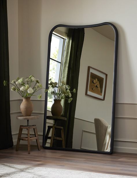 Patz Floor Mirror by Amber Lewis x Four Hands Full Length Mirror Living Room, Large Floor Mirror, Entry Mirror, Floor Length Mirror, Mirror Dining Room, Mirror Wall Bedroom, Amber Lewis, Shoppe Amber Interiors, Amber Interiors