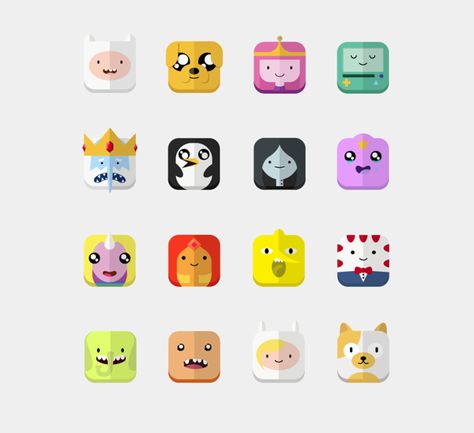 Adventure Time - Icons by Toan To, via Behance Adveture Time, Adventure Time Wallpaper, Time Icon, 2013 Swag Era, Overlays Picsart, Hello Kitty Drawing, Ios 7, Ios Icon, Cartoon Icons