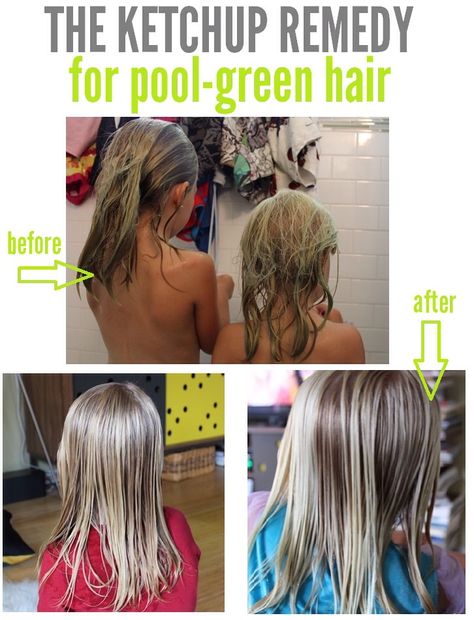 If Your Goes Green Use Tomato Ketchup To Bring It Back To Blonde As Its A Natural Toner. Blonde Hair Turned Green, Chlorine Green Hair, Chlorine Hair, Swimmers Hair, Pool Hair, Green Pool, Natural Toner, Pool Hairstyles, Minivan