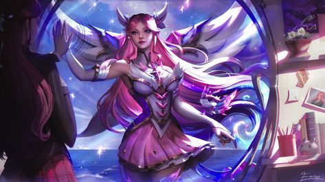 Star Guardian Seraphine, Kai'sa League Of Legends, Star Guardian, New China, Character Model Sheet, Splash Art, Lol League Of Legends, Dota 2, 판타지 아트