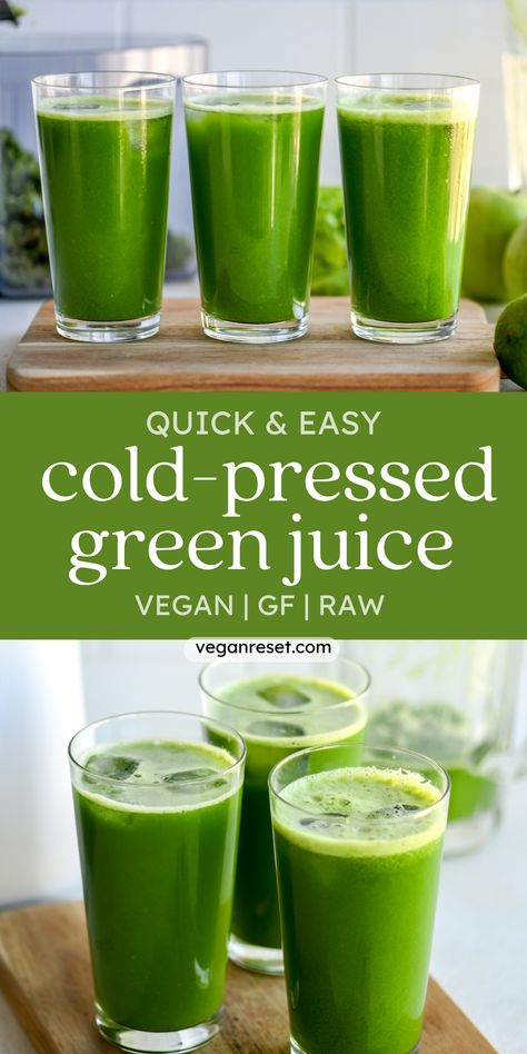 Boost your immune system with this easy green juice recipe that is ready in just a few minutes, super healthy, and an excellent way to add more greens to your life. #JuiceDrinks #JuiceDiet #JuicesAndSmoothies #Juice #Juicing #JuiceRecipes #JuicingRecipes 🌿💚 Easy Green Juice, Easy Green Juice Recipe, Cold Pressed Juice Recipes, Healthy Green Juice, Green Juice Recipe, Veggie Juice, Juice Smoothies Recipes, Juicy Juice, Green Juice Recipes