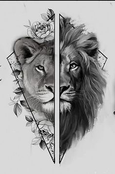 Couples Lion Tattoo, Lioness And Cub Tattoo, Lion And Lioness Tattoo, Lioness Tattoo Design, 50 Tattoo, Cubs Tattoo, Lion Couple, Stunning Tattoos, Lioness Tattoo