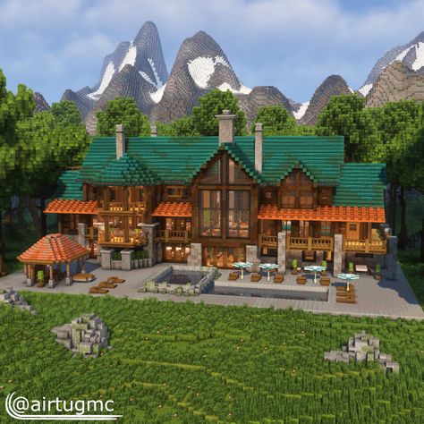 Farmhouse Minecraft, Minecraft Bases, Minecraft Creator, Minecraft Hacks, Mountain Farmhouse, Minecraft Idea, Mc Builds, Minecraft House Plans, Minecraft Modern