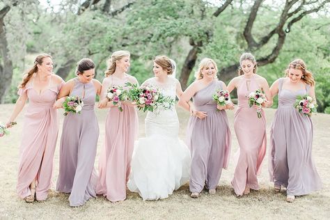 Lilac And Dusty Rose Wedding, Sage And Lilac Wedding Bridesmaid Dress, Lavender And Mauve Bridesmaid Dresses, Lilac Color Pallete Bridesmaid Dresses, Mismatch Lavender Bridesmaids, Putple And Green Bridesmaid Dresses, Dusty Rose Gown, Fuschia Wedding, Indian Bridesmaids