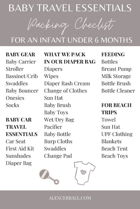 What To Pack For Newborn Travel, Travel With 6 Month Old Baby, Newborn Travel Packing List, Newborn Packing List Travel, Infant Travel Essentials, Newborn Travel Essentials, Travel With Baby Checklist, Travel Essentials For Baby, Traveling With Baby In Car