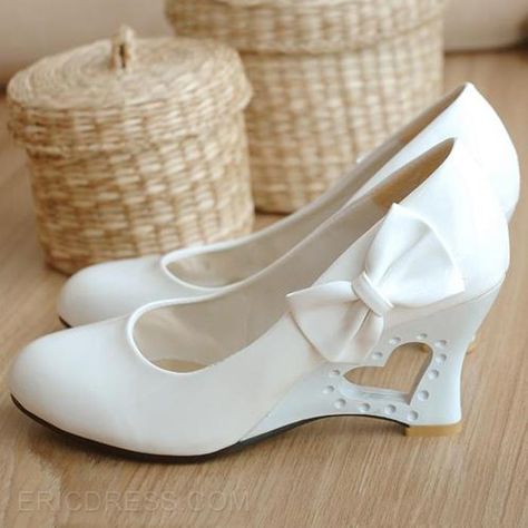 White Wedge Heels, Bowknot Shoes, Wedge Wedding Shoes, Women Wedges, Bow High Heels, Wedding Shoes Comfortable, Bow Women, White Wedding Shoes, Wedges Shoes