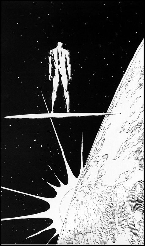 Space Comics Illustration, Space Comic Illustration, Space Comic Art, Silver Surfer Wallpaper, Space Comic, Silver Surfer Comic, Moebius Art, Surfer Art, Comics Illustration