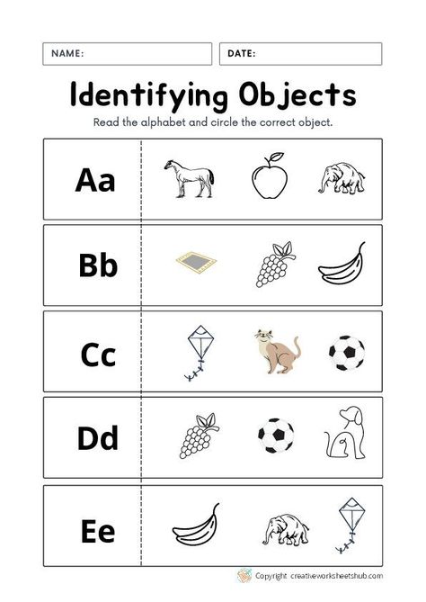 Phonics Worksheets for Kids - creativeworksheetshub Free Phonics Worksheets, Nursery Worksheets, Phonics Worksheets Free, Preschool Activities Printable, Letter Worksheets For Preschool, Beginning Sounds Worksheets, Phonics Free, Activities Printable, Kids Worksheets Preschool