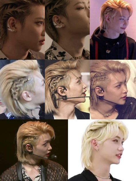 Korean Kpop Hairstyles, Pop Star Hairstyles, Tacky Hairstyles, Kpop Hair Men, Kpop Hairstyles Men, Straykids Hairstyles, Kpop Inspired Hairstyles, Felix Hairstyle, Felix Long Hair