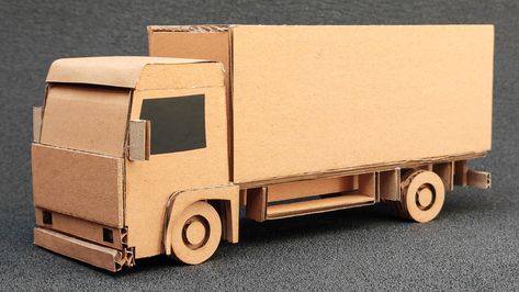 How to make a Truck very easily using Cardboard?! to make this Truck, you need: Cardboard Dump Truck, Cardboard Truck, Cardboard Projects, Diecast Diorama, 3d Art Projects, Cardboard Car, Truck Diy, Cardboard Craft, Company Anniversary