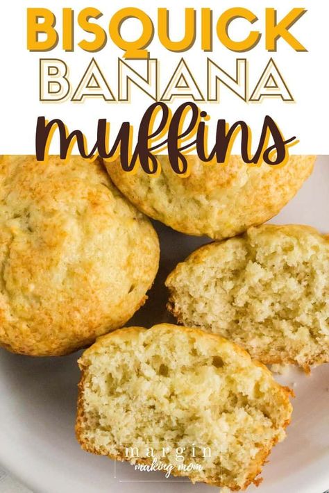 Learn how easy it is to make soft, tender banana muffins with Bisquick baking mix! It's a simple recipe you can whip up at the last minute for a sweet breakfast or snack option. Muffins With Bisquick, Quick Banana Muffins, Bisquick Banana Muffins, Bisquick Muffins, Bisquick Banana Bread, Impossible Pies, Banana Bread Muffin Recipe, Banana Muffins Recipe, Banana Muffins Easy