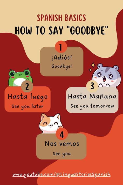 Explore Spanish Goodbyes! 🇪🇸👋 4 Unique Ways to Bid Farewell Ways To Say Goodbye, Spanish Words For Beginners, Basic Spanish Words, Writing Checks, Spanish Alphabet, Educational Illustration, Spanish Books, Spanish Activities, Learning Style