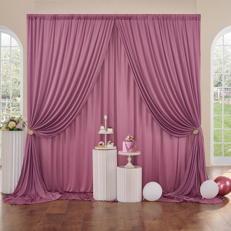 PRICES MAY VARY. Backdrop Curtain Panels: Your package will come with 4 panels white photography backdrop drapes. Each background panels measures 5ft width and 10ft height.Entire backdrop curtain measures 10ft x 20ft. Background Drapes: Our backdrop custains drapes are crafted from 100% quality fabric. The photography drapes are winkle-free, soft touch feeling. Each blackish green backdrop background measuring 5ft width and 10ft height, suitable for kinds of theme parties. For Kinds Of Occassion Dusty Rose Backdrop, Curtains Backdrop, Rose Backdrop, Baby Shower Photoshoot, Shower Photoshoot, Royal Theme, Baby Shower Photography, Photoshoot Engagement, Sequin Backdrop